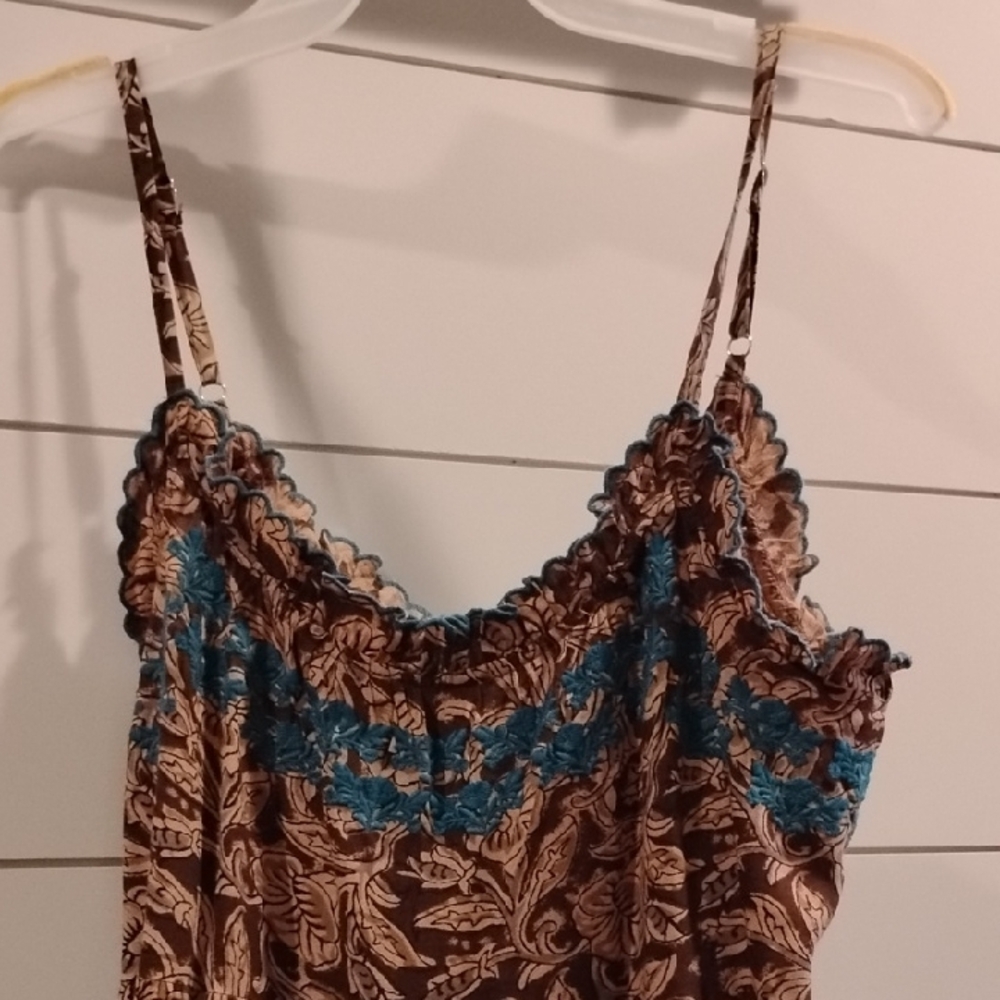 Natural Life Brown Jumpsuit with Blue Embroidery Size S. Adorable! 🥰 - Picture 5 of 12